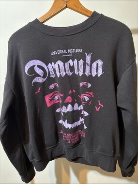Divided Black Crewneck Sweatshirt with Pink & Purple Dracula Graphic